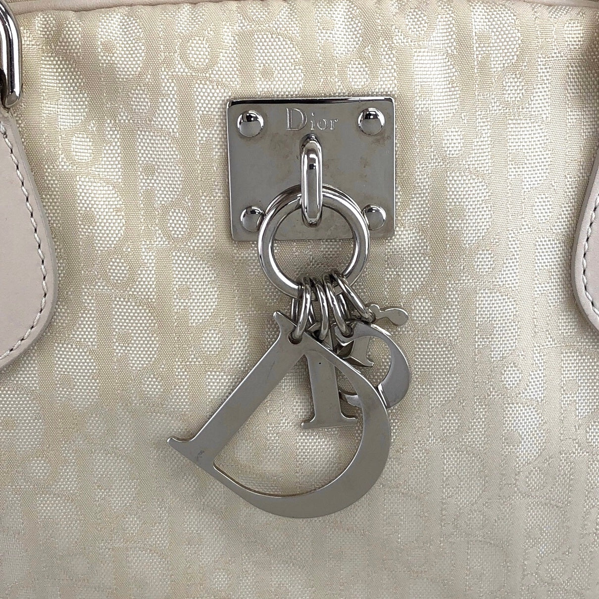 Christian Dior Trotter Logo Charm Handbag Beige Vintage 3t7wy7