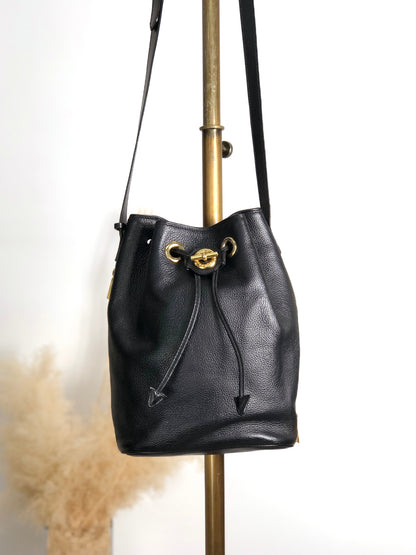 CELINE Toggle Clasp Drawstring Shoulder bag Black Vintage mgyxeh