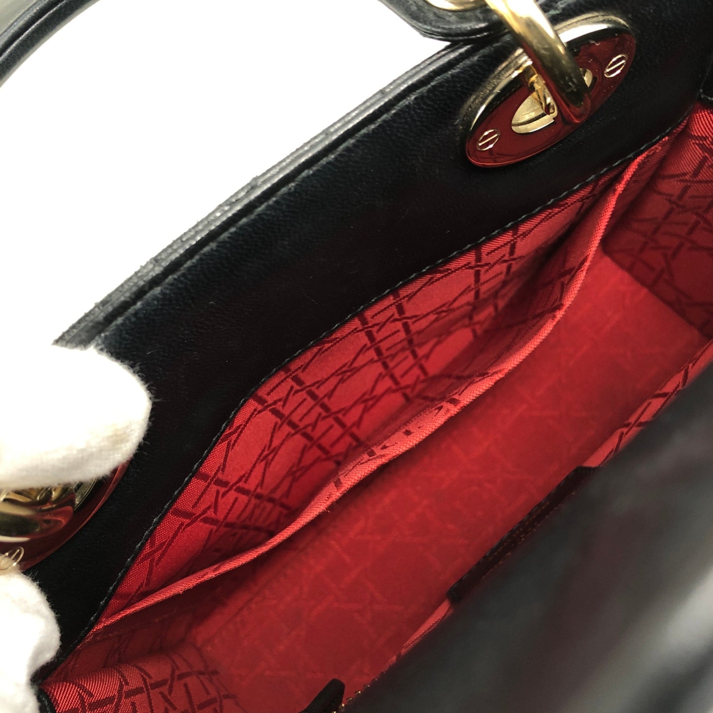 Christian Dior Lady Dior Cannage Logo Charm Handbag Black Vintage 885e65