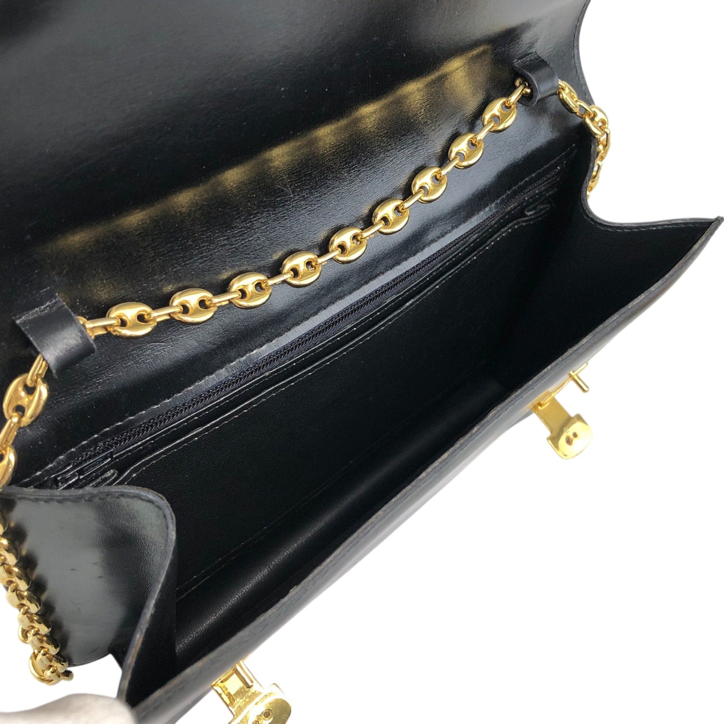 CELINE Triomphe Chain Shoulder bag Black Vintage hd5spn