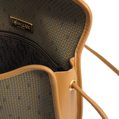 Yves Saint Laurent YSL Logo Round Shoulder bag Brown Vintage 4swhva