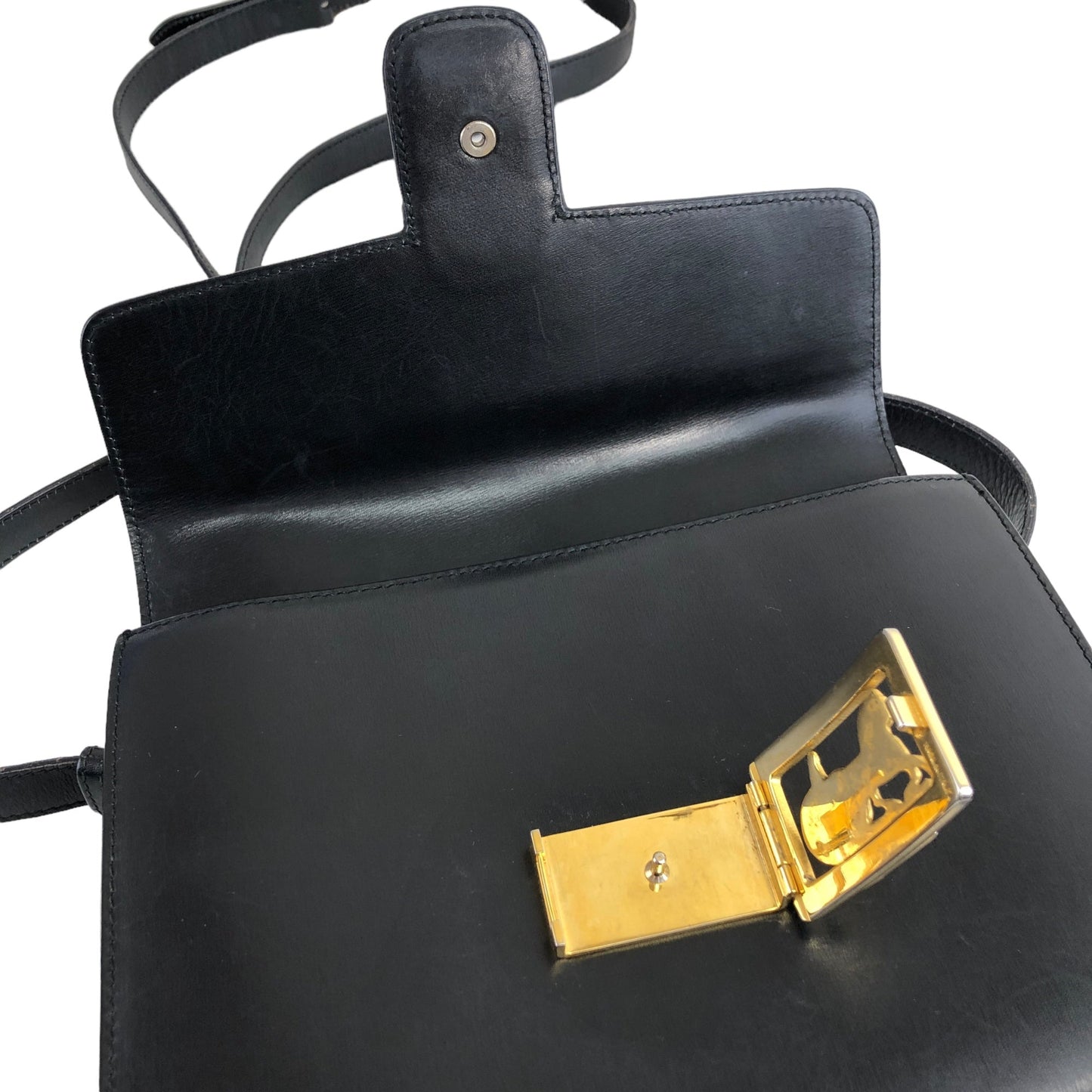 CELINE Horse Carriage Shoulder bag Black Vintage  ic2bg7
