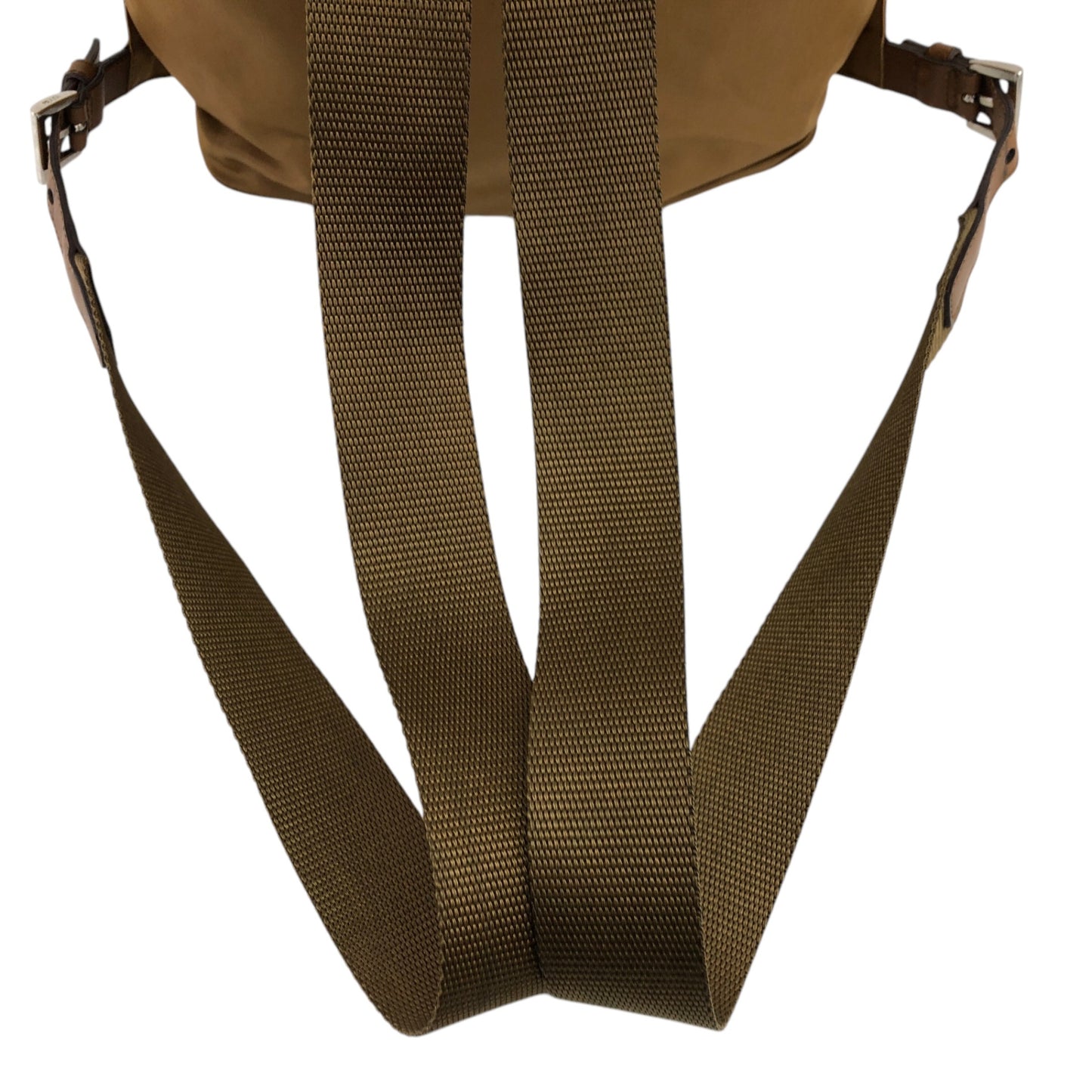 PRADA Tessuto Triangle Logo Double Pocket Backpack Beige Vintage rb8azz