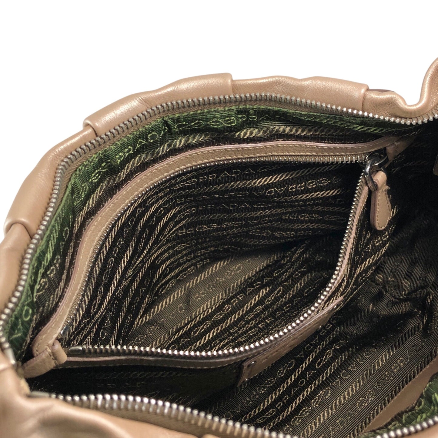 PRADA Logo Shoulder bag Beige Vintage rudk7b