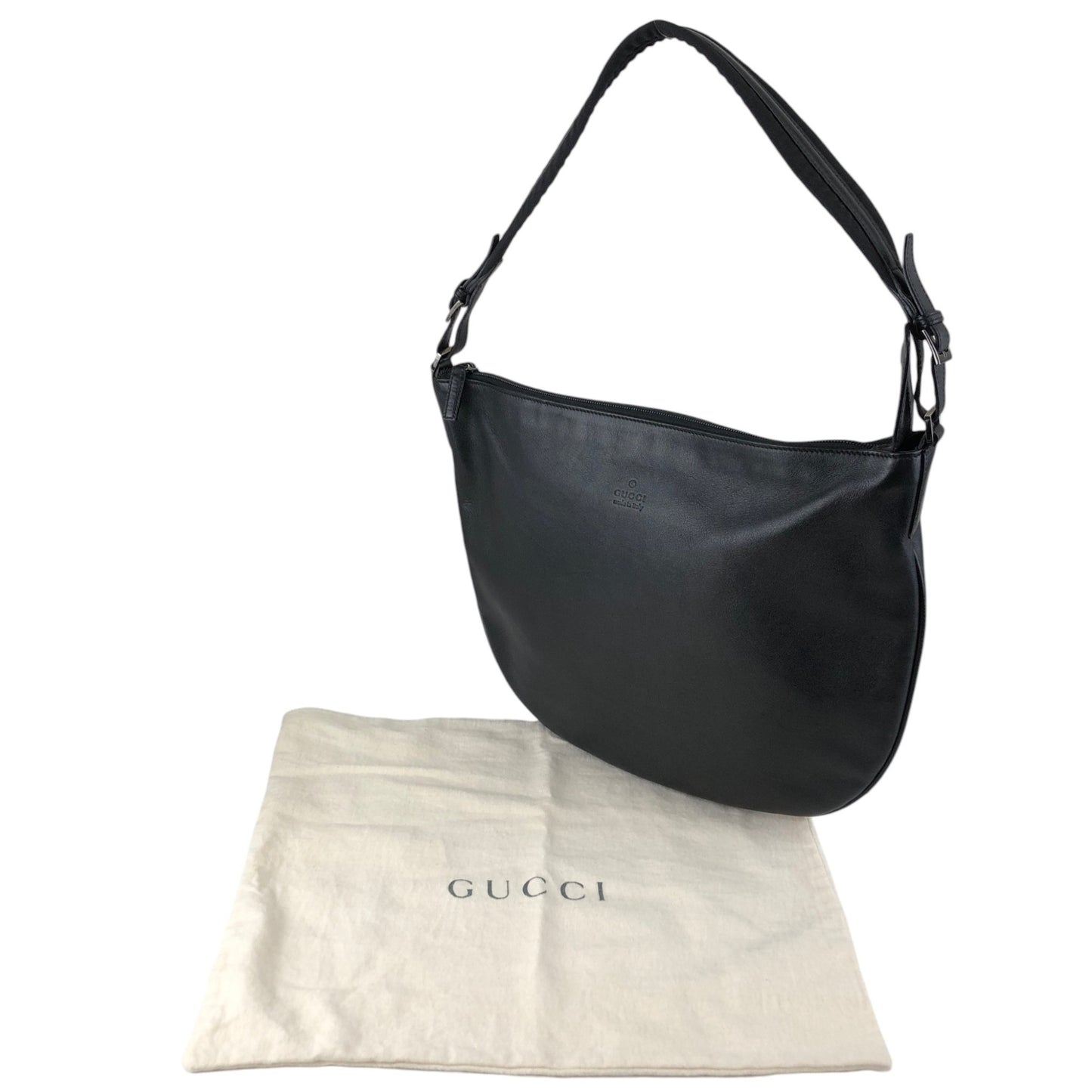 GUCCI Logo Embossed Shoulder bag Black Vintage v755ui