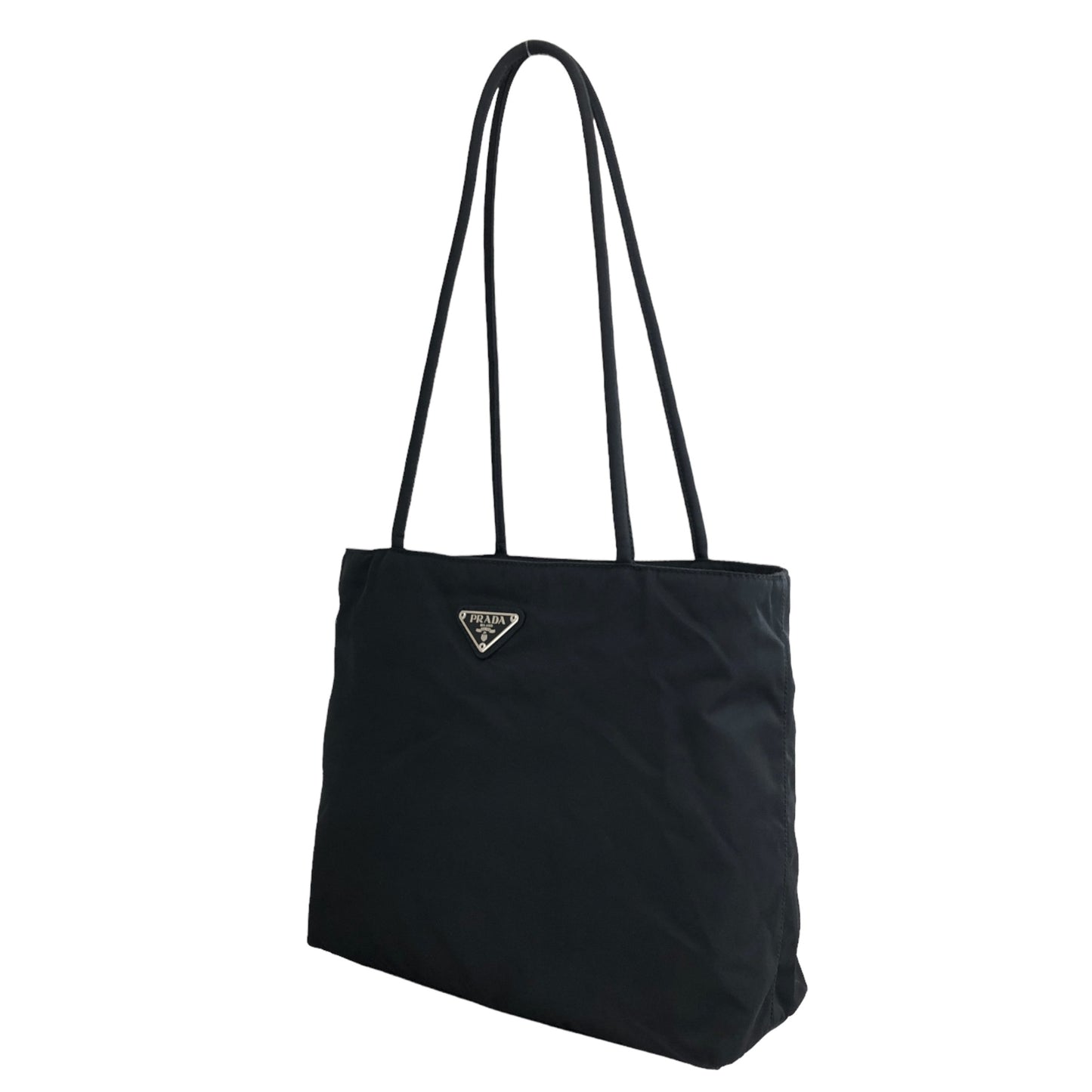 PRADA Triangle Logo  Nylon Handbag Totebag Black Vintage s5is3j