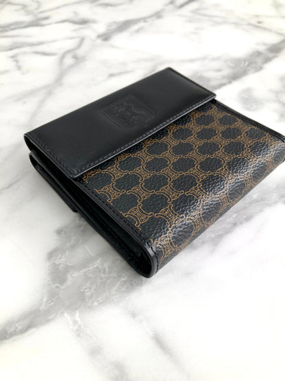 CELINE Macadam Blason Folded Wallet Black Vintage xtw4xv