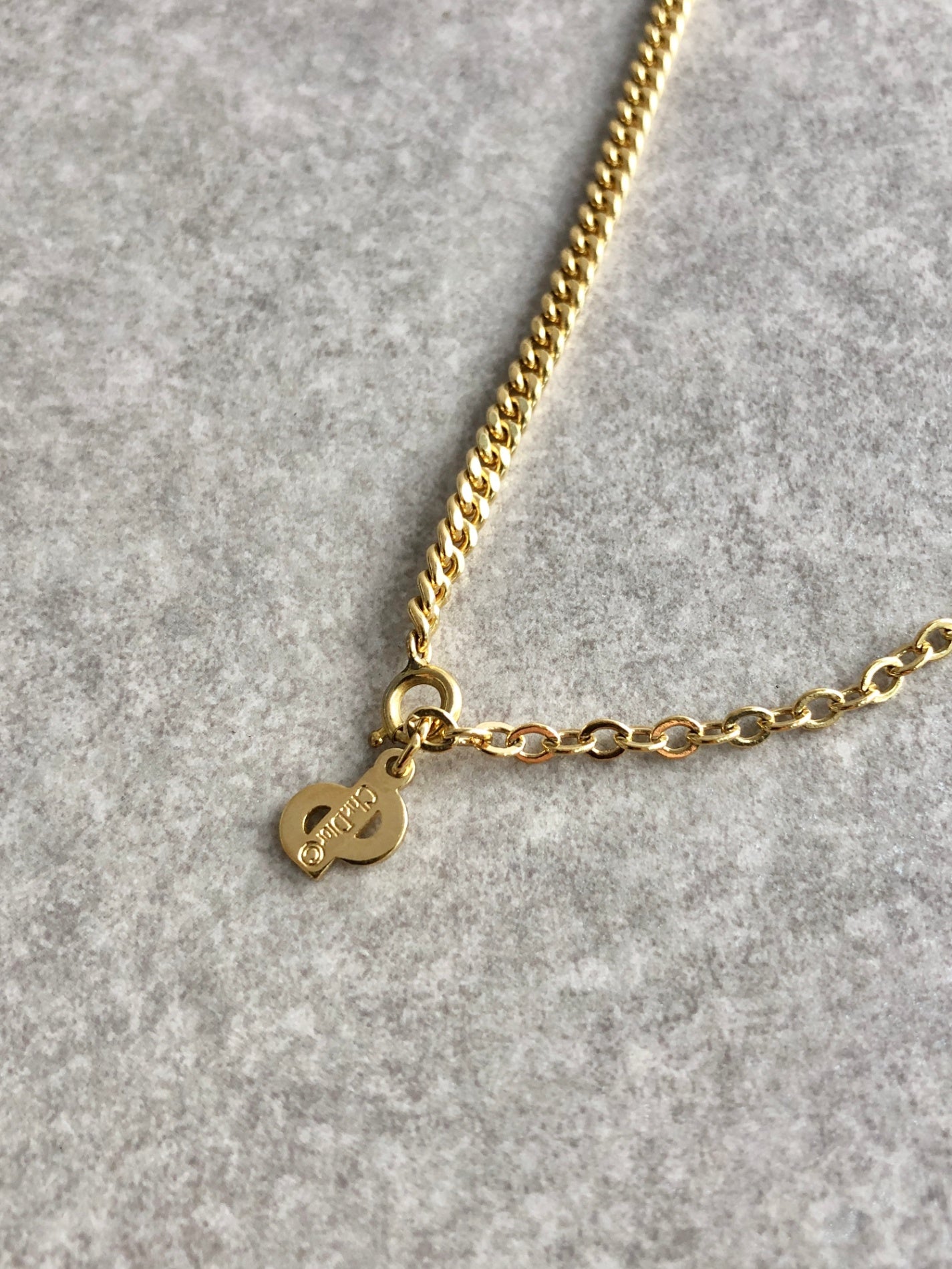 Christian Dior CD Logo Motif Necklace Gold Vintage 6xzyi7