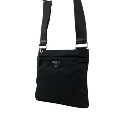 PRADA Tessuto Triangle Logo Shoulder bag Black Vintage ifhbwp