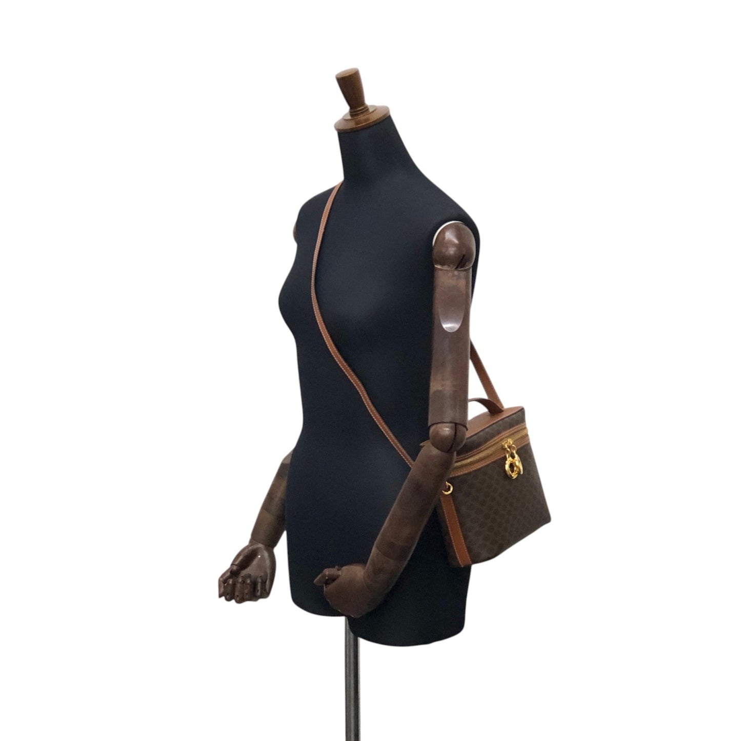 CELINE Macadam Circle Logo Charm Two-way Shoulder bag Vanity bag Brown Vintage 6zcbz5