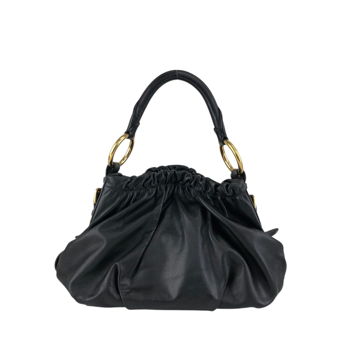 PRADA Logo Shoulder bag Hobobag Black Vintage ay6whk