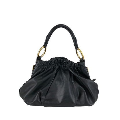 PRADA Logo Shoulder bag Hobobag Black Vintage ay6whk