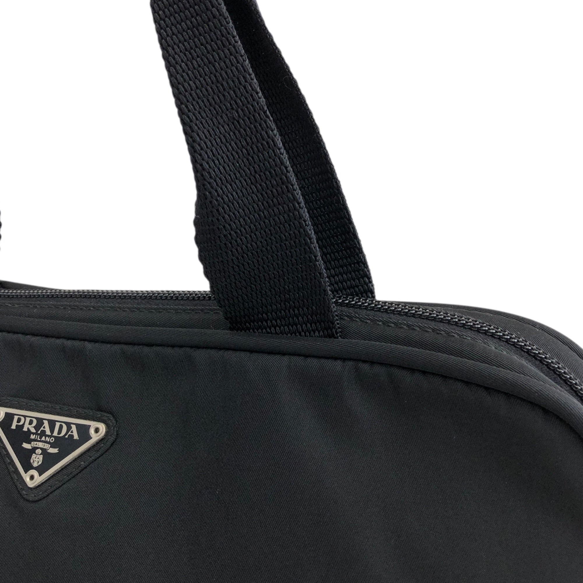 PRADA Triangle Logo Padlock Handbag Black Vintage n4a2rw