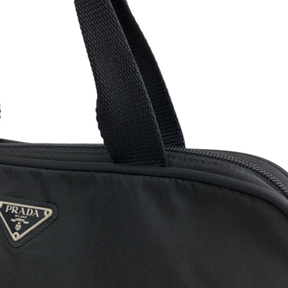 PRADA Triangle Logo Padlock Handbag Black Vintage n4a2rw
