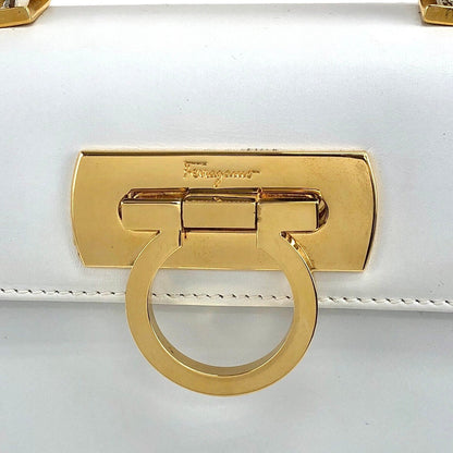 Salvatore Ferragamo Gancini Two-way Handbag Shoulder bag White Vintage muu4yy