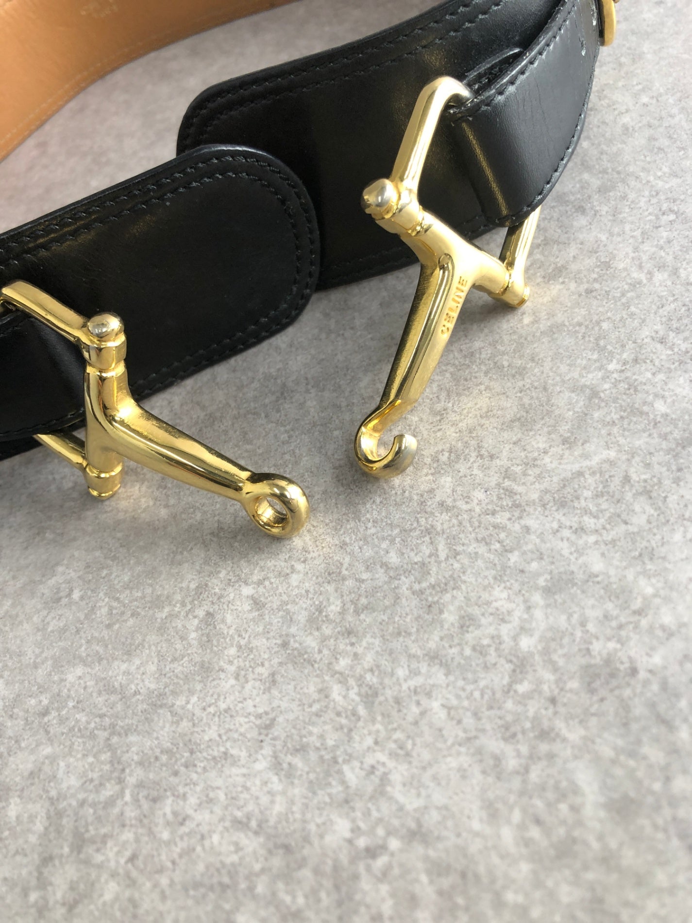 CELINE Horse Bit Belt Black Vintage 3xm745