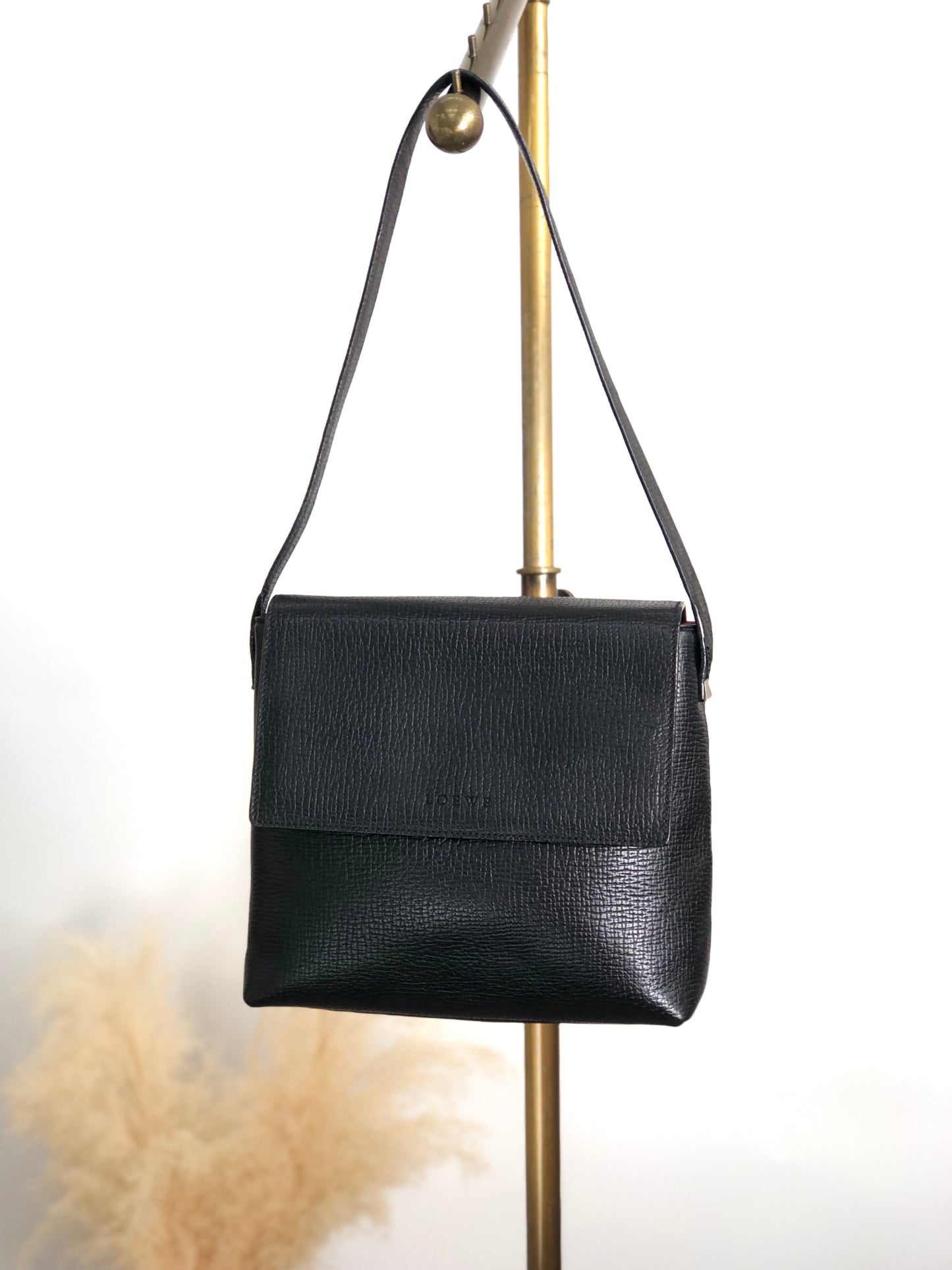LOEWE Logo Embossed Handbag Shoulder bag Black Vintage rpd54b