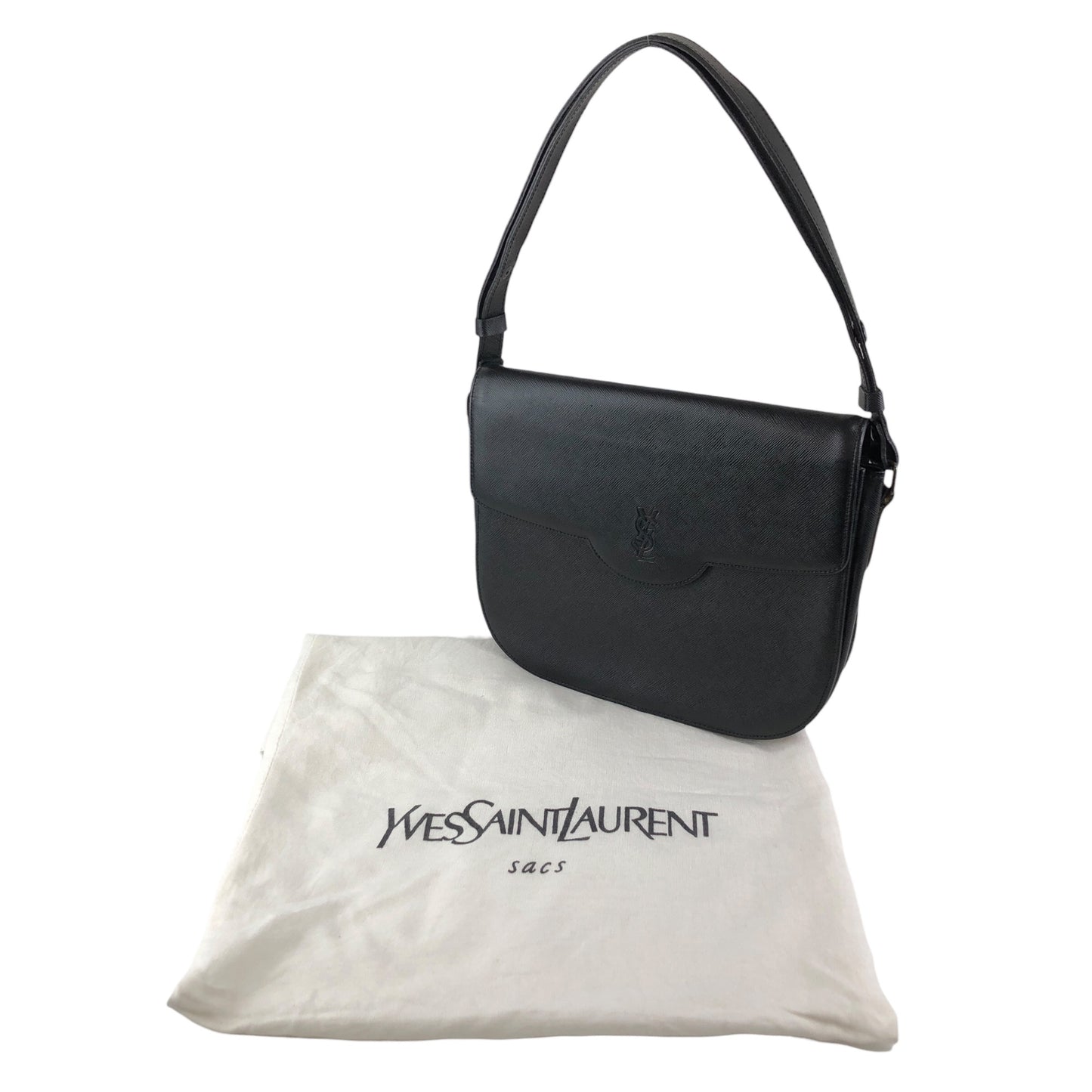 Yves Saint Laurent YSL Logo Shoulder bag Black Vintage kua56p