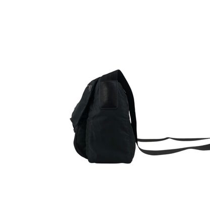 PRADA Tessuto Triangle Logo Front Buckle Shoulder bag Black Vintage fsnzjh