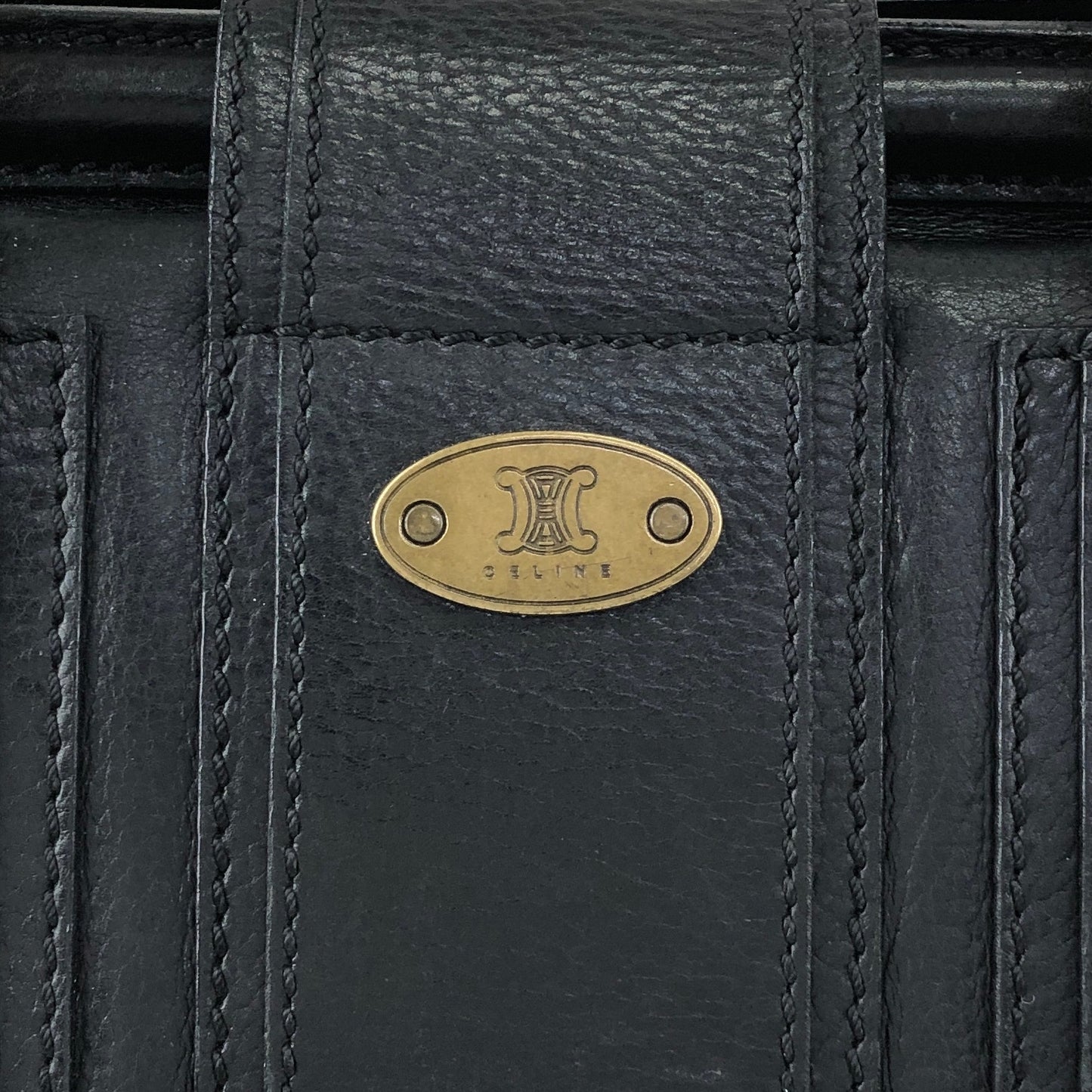 CELINE Front Buckle Small Boston bag Handbag Black Vintage nxugts