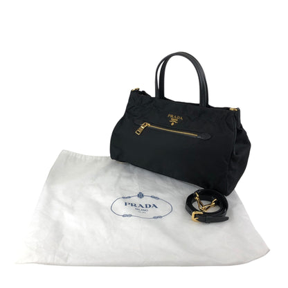 PRADA Logo Two-way Small Boston bag Shoulder bag Black Vintage 453265