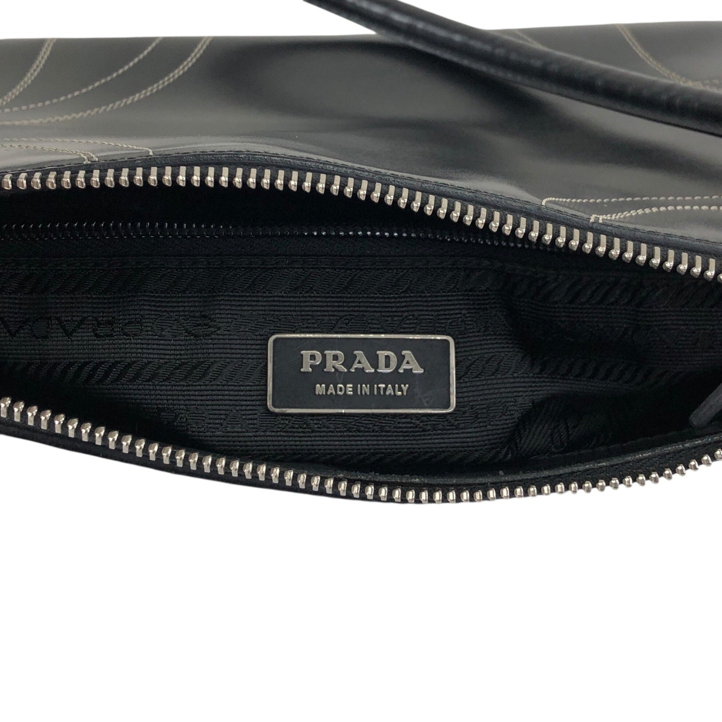 PRADA Stitch Shoulder bag Hobobag Black Vintage tfesrt