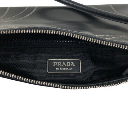 PRADA Stitch Shoulder bag Hobobag Black Vintage tfesrt