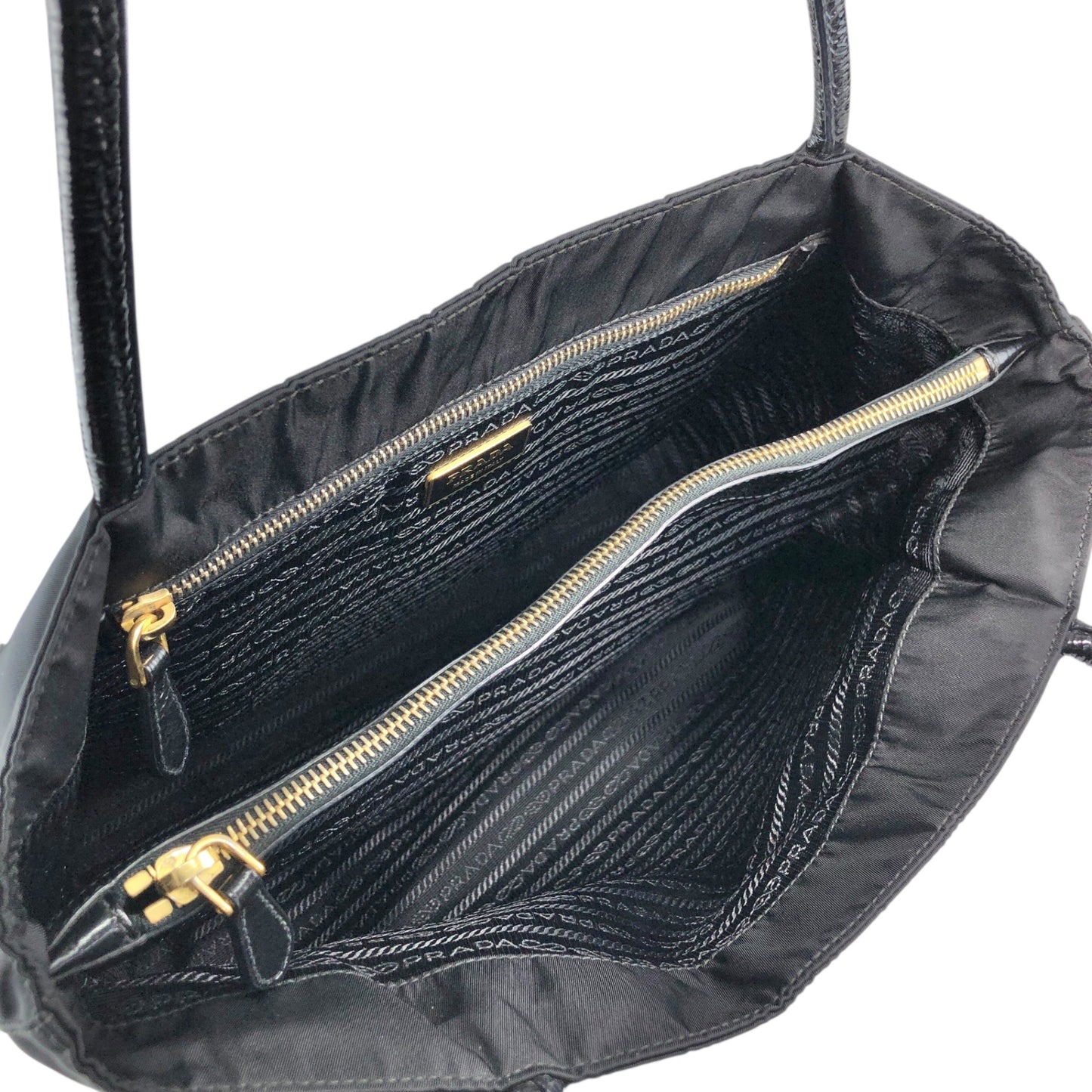 PRADA Tessuto Triangle Logo Handbag Totebag Black Vintage bikz2y