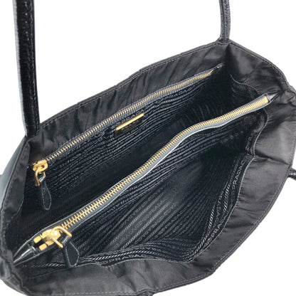 PRADA Tessuto Triangle Logo Handbag Totebag Black Vintage bikz2y