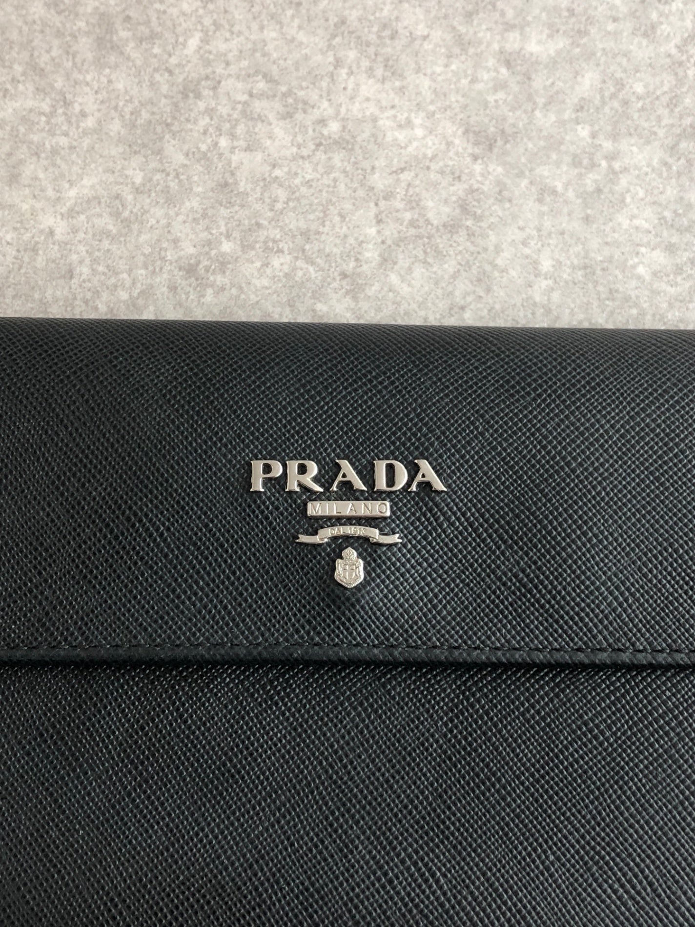 PRADA Logo  Folded Wallet Black Vintage gfnuwt