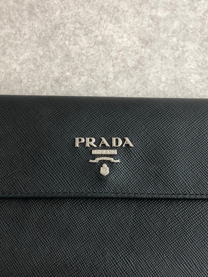 PRADA Logo  Folded Wallet Black Vintage gfnuwt