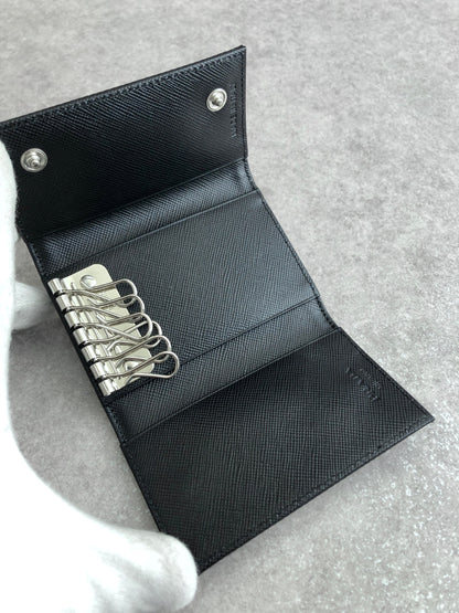 PRADA Tessuto Triangle Logo Key Case Black M222 Vintage i6mts6