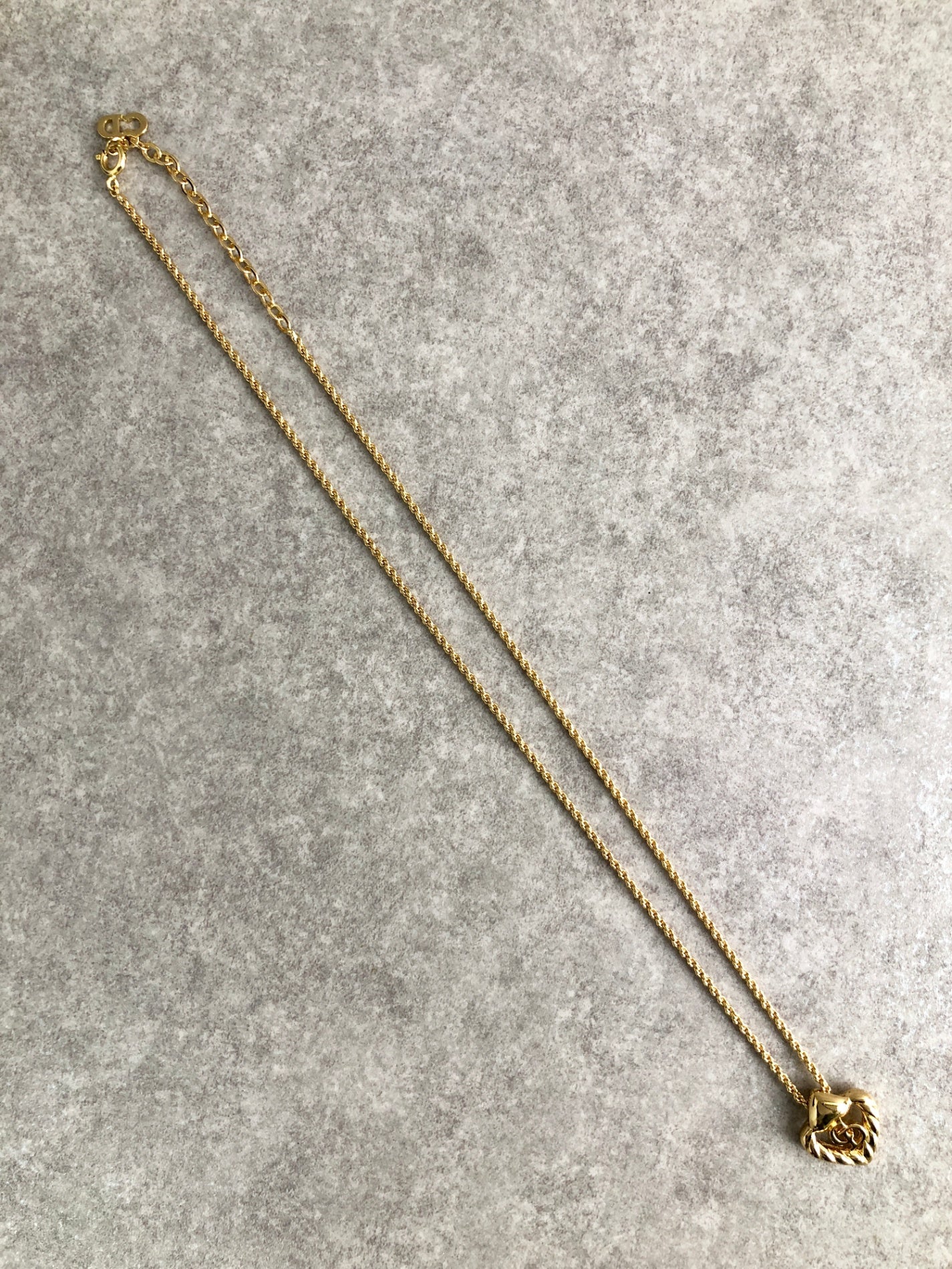 Christian Dior CD Logo Heart Motif Necklace Gold Vintage zck2u4