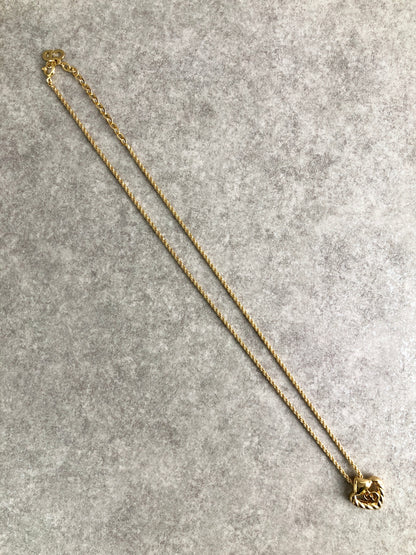 Christian Dior CD Logo Heart Motif Necklace Gold Vintage zck2u4