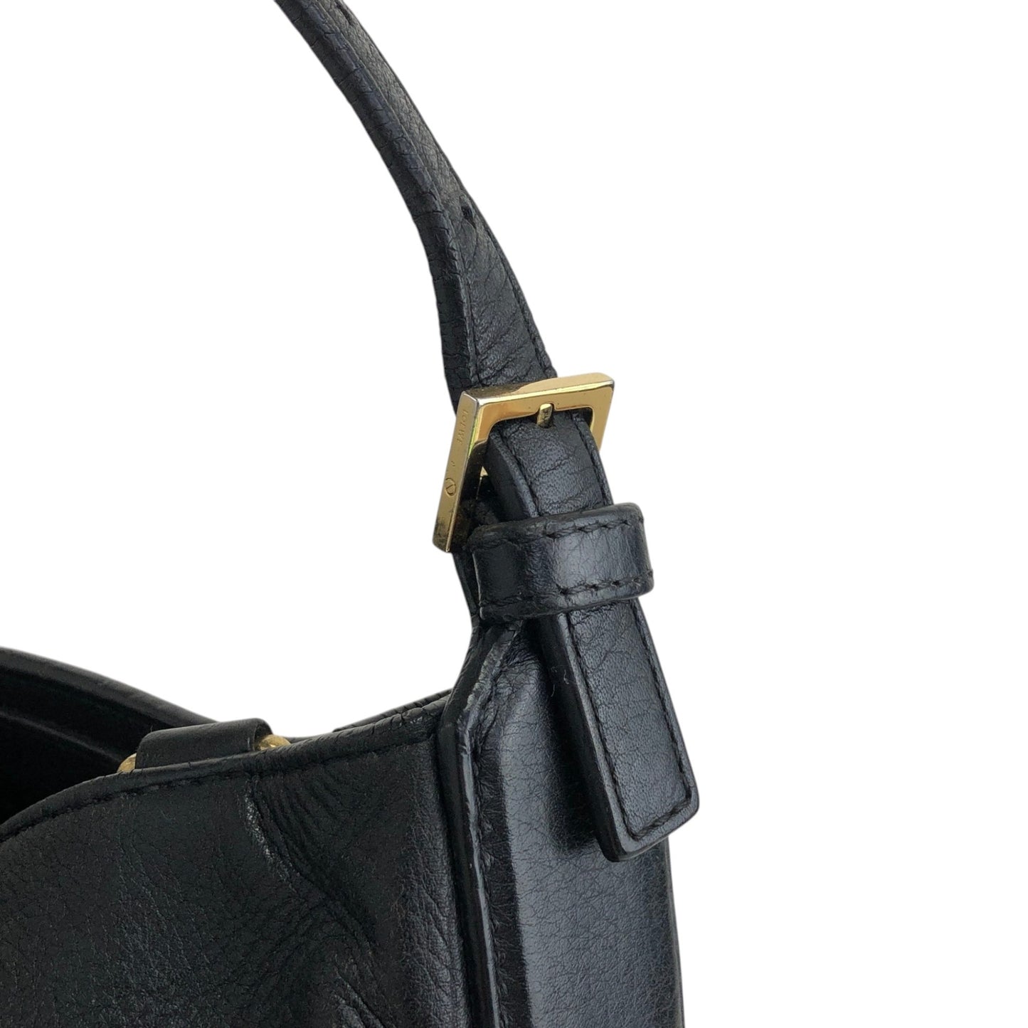 LOEWE Anagram Drawstring Shoulder bag Black Vintage kwnn6u
