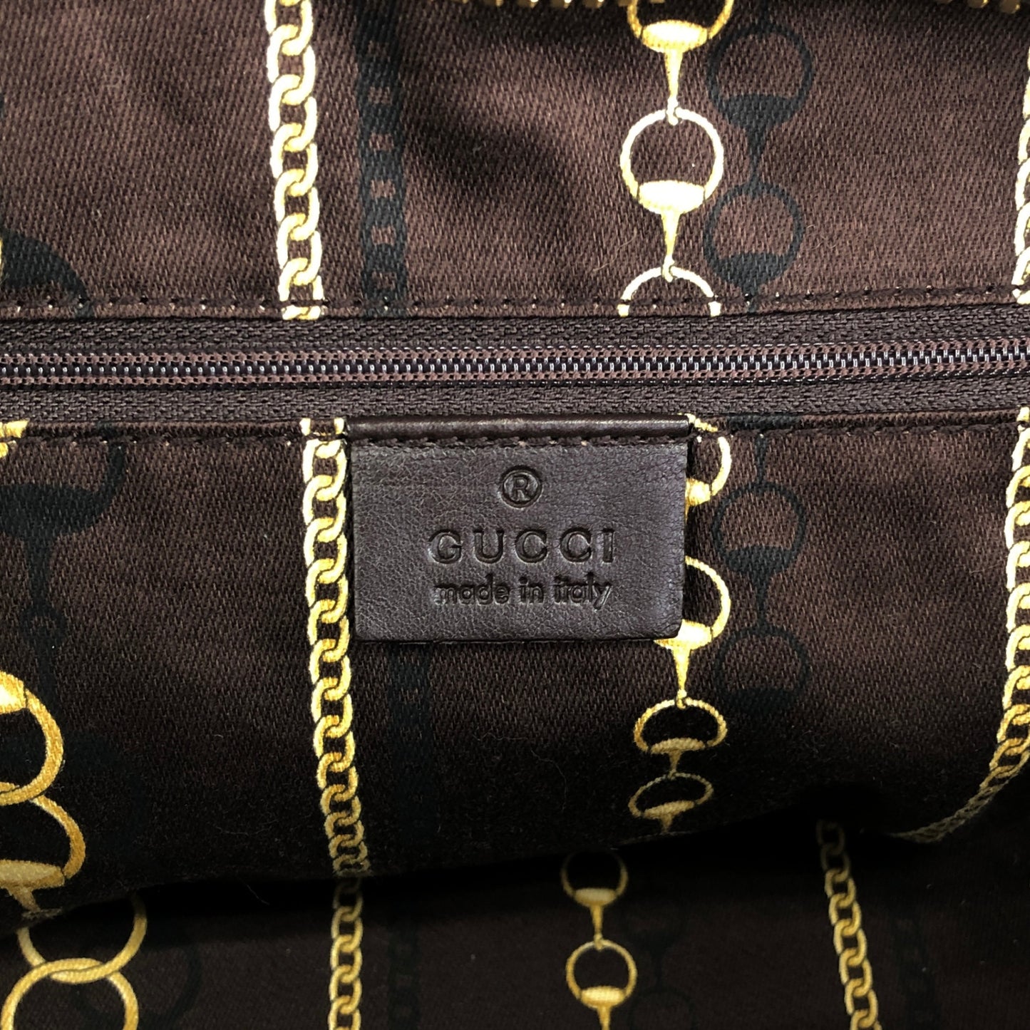 GUCCI Ribbon Motif Belt Handbag Boston bag Brown Vintage dan4kc
