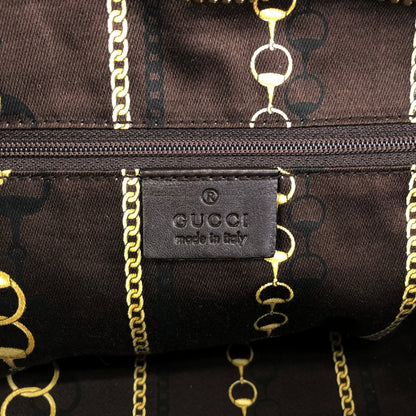 GUCCI Ribbon Motif Belt Handbag Boston bag Brown Vintage dan4kc