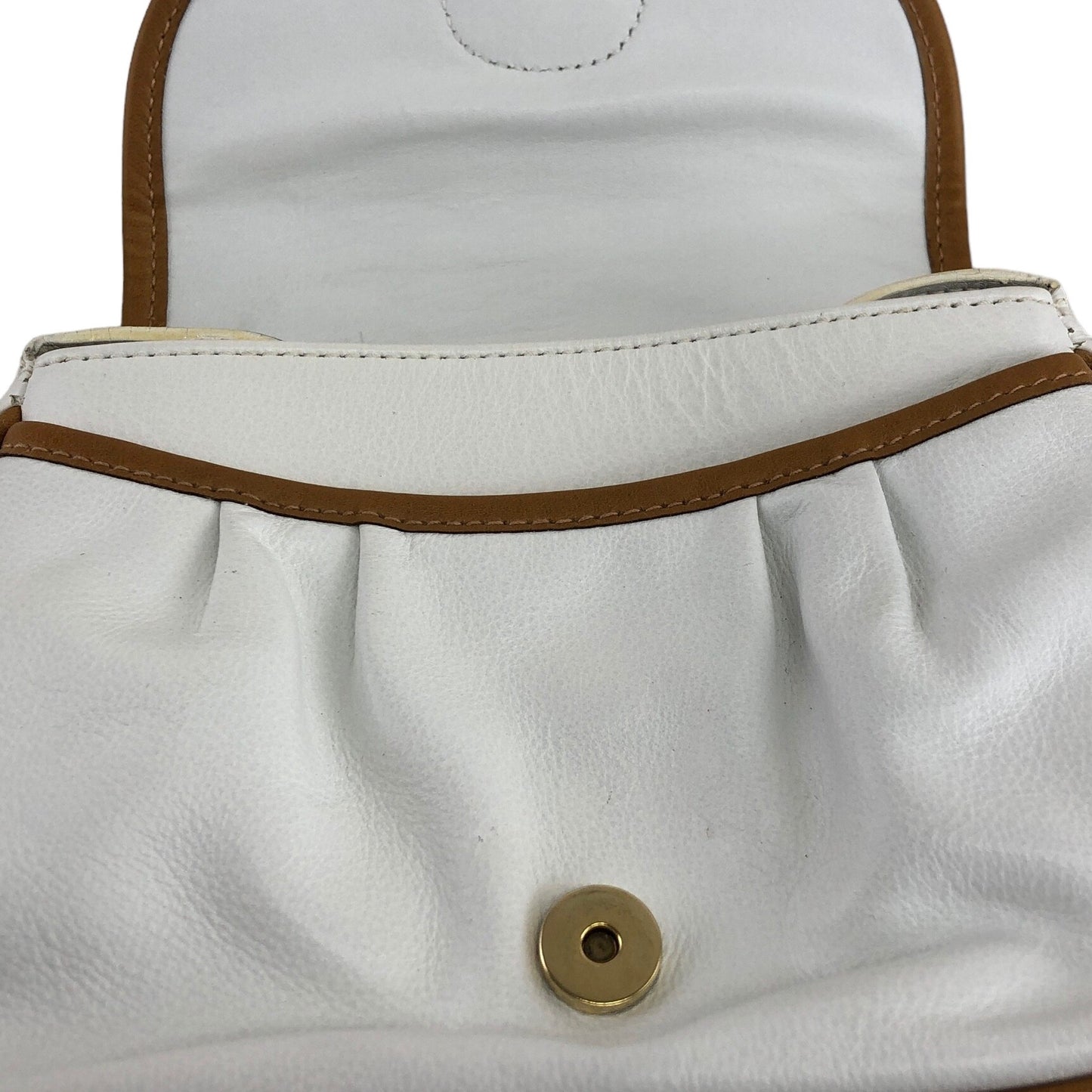 CELINE Blason Front Buckle Shoulder bag White Vintage hzne27