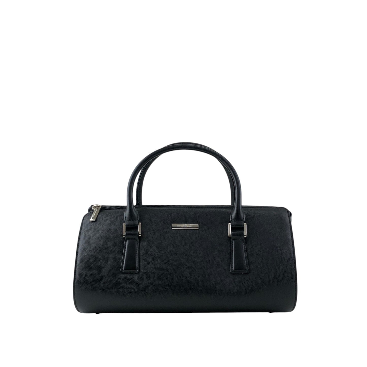 BURBERRY Logo Small Boston bag Handbag Black Vintage 56f78t