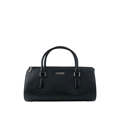 BURBERRY Logo Small Boston bag Handbag Black Vintage 56f78t