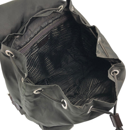 PRADA Tessuto Triangle Logo Double Pocket Backpack Khaki Vintage kyhxt3
