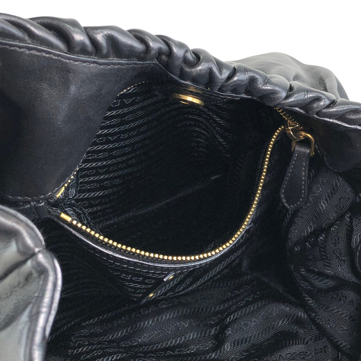 PRADA Logo Shoulder bag Hobobag Black Vintage k2n6cf