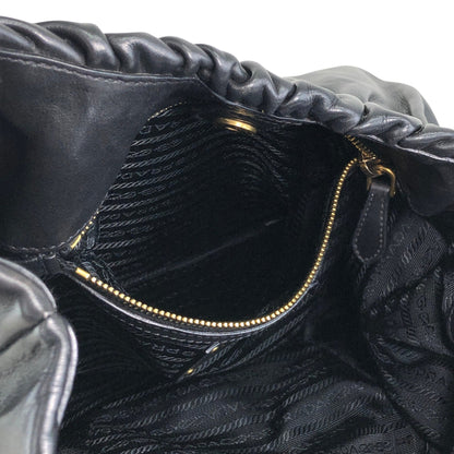 PRADA Logo Shoulder bag Hobobag Black Vintage k2n6cf