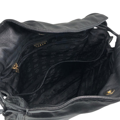 LOEWE Anagram Flamenco Drawstring Shoulder bag Black Vintage ak5uss