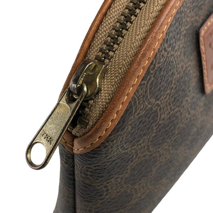 CELINE Macadam Blason  PVC Leather Pouch Brown Vintage  6yn7rb