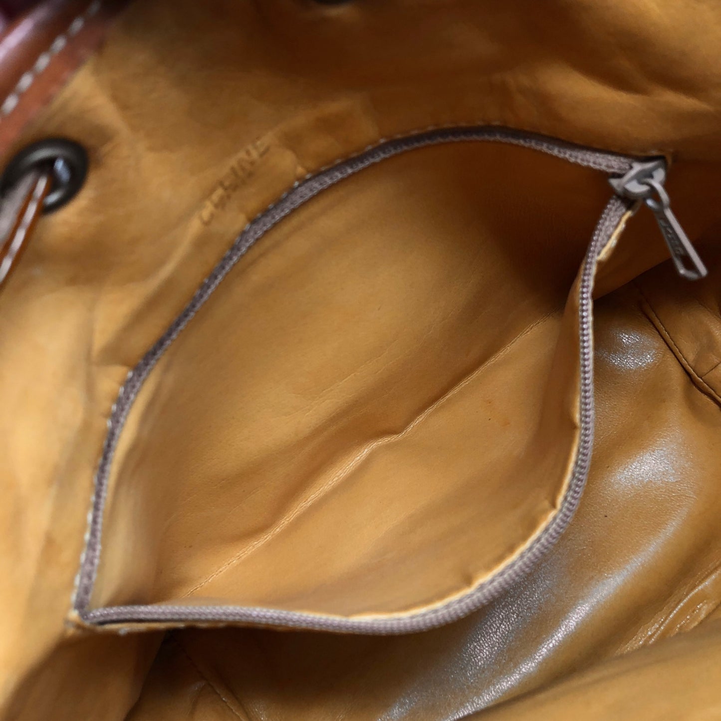 CELINE Macadam Blason Drawstring Small Shoulder bag Brown Vintage 6z2wx2