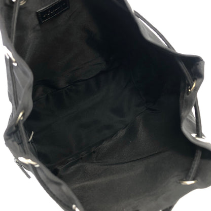 PRADA Triangle Logo Nylon Drawstring Handbag Black Vintage j8fkau