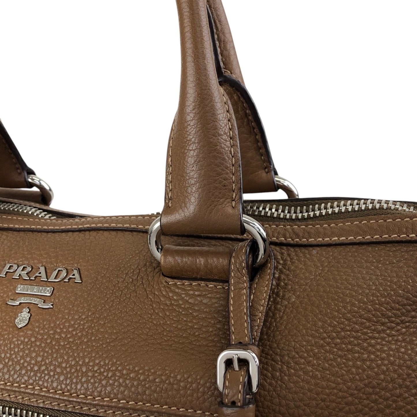 PRADA VITELLO PHENIX Two-way Handbag Shoulder bag Brown BL0805 Vintage 2rpjby