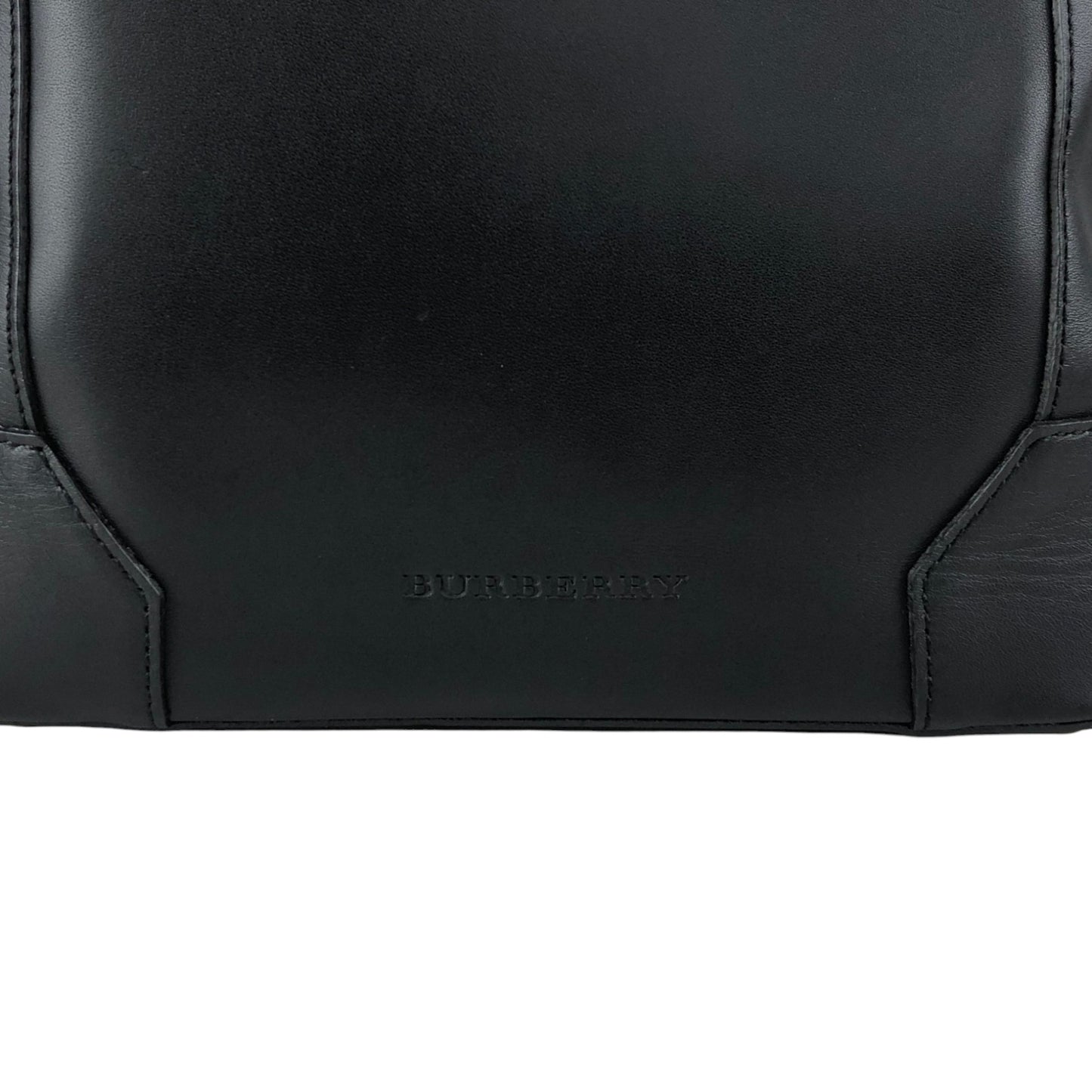 BURBERRY Logo Embossed Shoulder bag Black Vintage h85zzd
