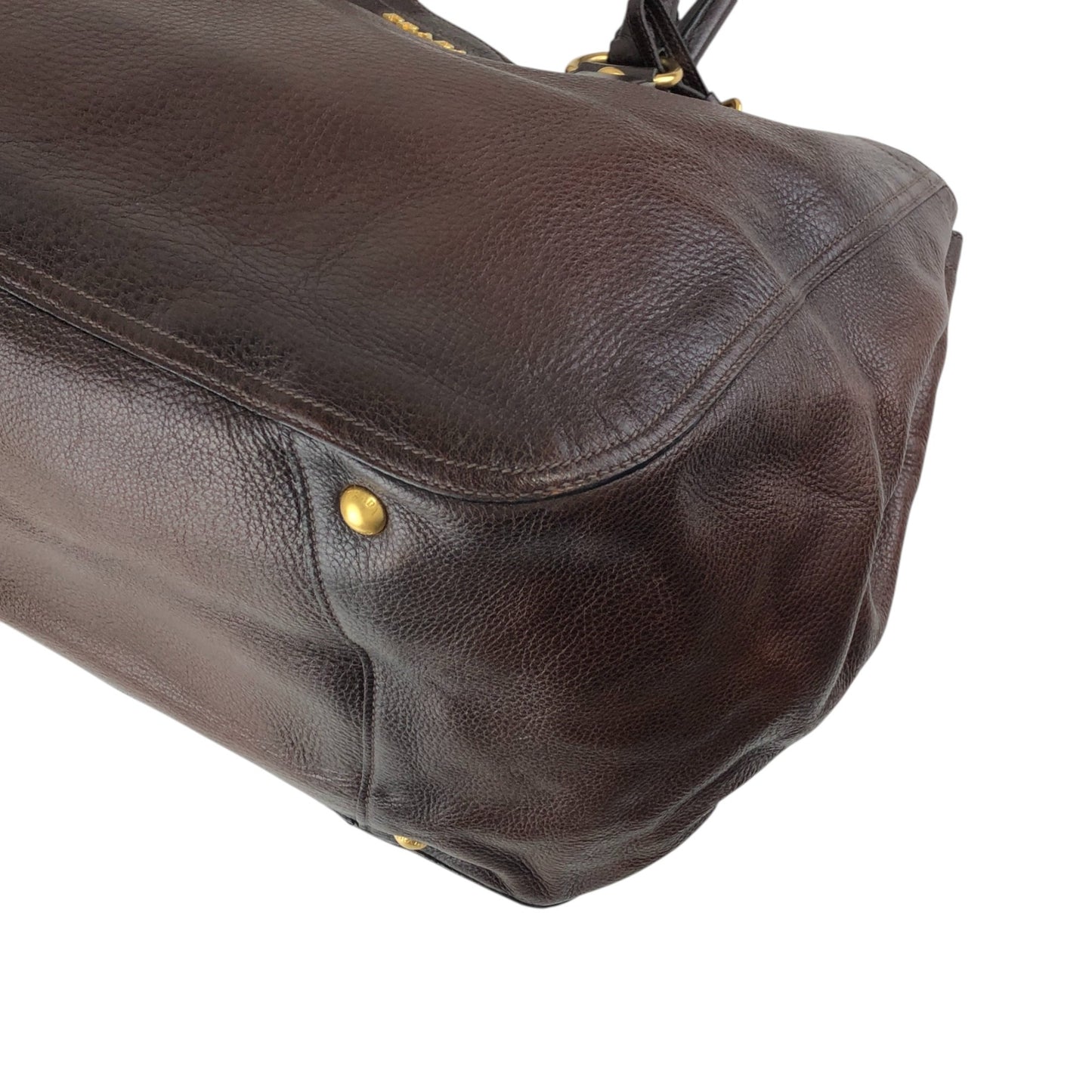 PRADA Logo Two-way Handbag Shoulder bag Brown Vintage ujn2cg